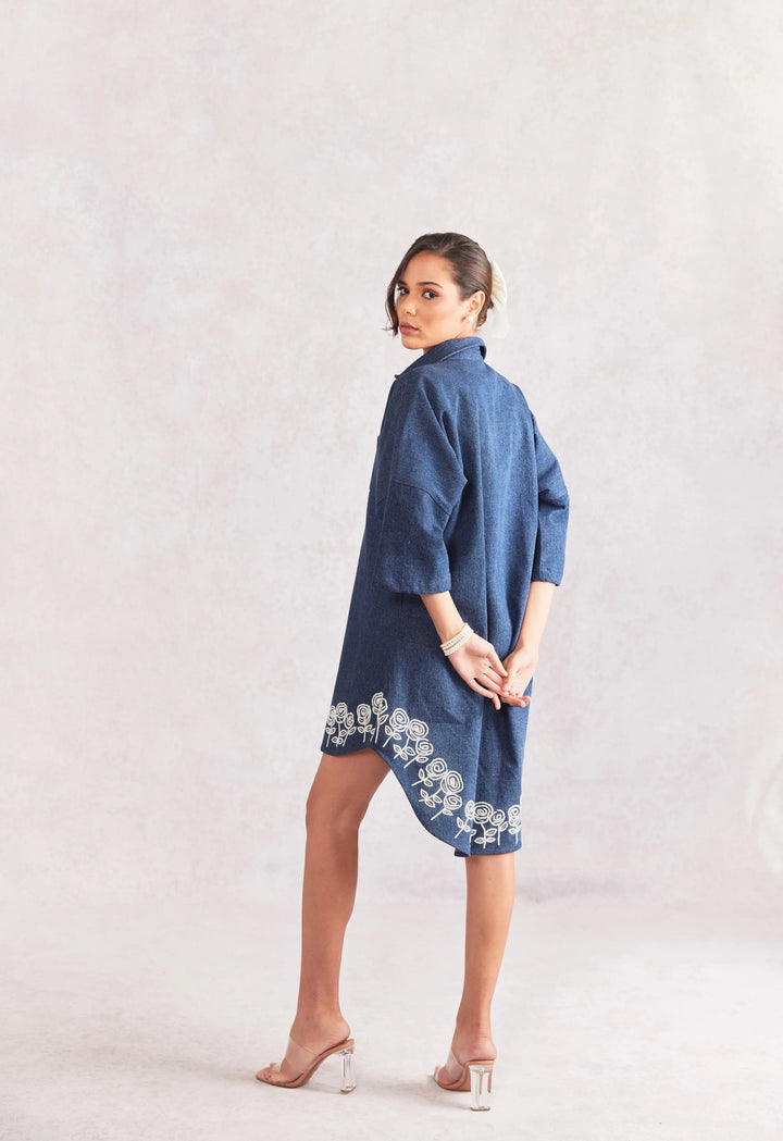 Rose High Low Baggy Denim Dress